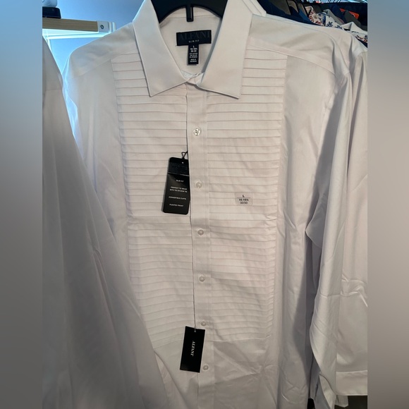 Alfani Men's Slim Fit Horizontal Pleated Panel Formal Shirt NWT - Picture 6 of 6
